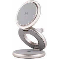 Беспроводное зарядное Magssory Disc Signature Edition 3 в 1 для Apple WCH033 (титановый) — Chaika Market