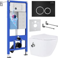 Унитаз подвесной Roxen Antares Bidet в комплекте с инсталляцией StounFix Dual Fresh 6 в 1 906342 (кнопка: черный матовый) - Изображение №2 — Chaika Market
