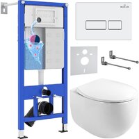 Унитаз подвесной Roxen Egg в комплекте с инсталляцией StounFix Dual Fresh 6 в 1 964170 (кнопка: белый глянец) — Chaika Market