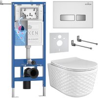 Унитаз подвесной Roxen Vine Tornado в комплекте с инсталляцией StounFix Dual Fresh 6 в 1 979024 (кнопка: белый глянцевый) — Chaika Market