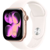 Умные часы Apple Watch Series 11 42 мм (алюминиевый корпус, розовое золото/легкие румяна, спортивный силиконовый ремешок S/M) — Chaika Market