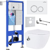 Унитаз подвесной Roxen Antares Bidet в комплекте с инсталляцией StounFix Dual Fresh 6 в 1 902672 (кнопка: белый глянец) — Chaika Market
