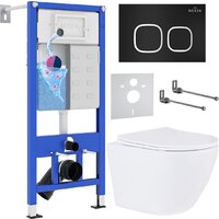 Унитаз подвесной Roxen Antares One Rimless 6 в 1 StounFix Dual Fresh 543169 (кнопка: черный матовый) — Chaika Market