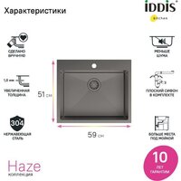 Кухонная мойка IDDIS Haze HAZ59GMi77 - Изображение №2 — Chaika Market