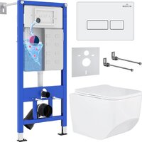 Унитаз подвесной Roxen Boro в комплекте с инсталляцией StounFix Dual Fresh 6 в 1 577353 (кнопка: белый глянец) — Chaika Market