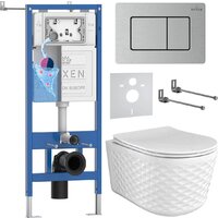 Унитаз подвесной Roxen Vine Tornado в комплекте с инсталляцией StounFix Dual Fresh 6 в 1 979023 (кнопка: сатин) - Изображение №1 — Chaika Market
