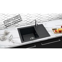 Кухонная мойка Berge BR-5850 + смеситель AM.PM Like F8007122 (черный) - Изображение №4 — Chaika Market