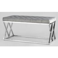 Купить пуфик Stool Group Инсигния Bench-011-GR (вельвет серый/сталь серебристый) — Chaika Market Пуфик Stool Group Инсигния Bench-011-GR (вельвет серый/сталь серебристый) — Chaika Market