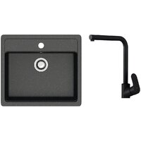 Кухонная мойка Berge BR-5750 + смеситель AM.PM Like Like F8005022 (черный) — Chaika Market