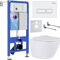 Унитаз подвесной Roxen Antares в комплекте с инсталляцией StounFix Dual Fresh 6 в 1 569295 (кнопка: белый глянец) - Изображение №1 — Chaika Market