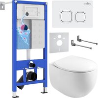 Унитаз подвесной Roxen Egg в комплекте с инсталляцией StounFix Dual Fresh 6 в 1 964077 (кнопка: белый глянец) — Chaika Market