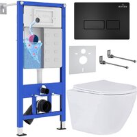 Унитаз подвесной Roxen Antares One Rimless 6 в 1 StounFix Dual Fresh 577729 (кнопка: черный матовый) — Chaika Market