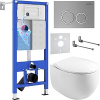 Унитаз подвесной Roxen Egg в комплекте с инсталляцией StounFix Dual Fresh 6 в 1 964076 (кнопка: хром матовый) — Chaika Market