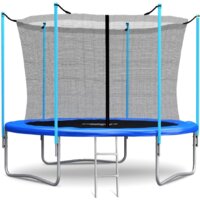 Батут Atlas Sport 252 см - 8ft (с лестницей, внутренняя сетка, синий) — Chaika Market