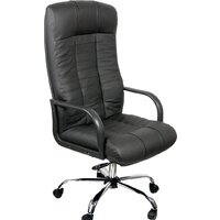 Офисное кресло Деловая обстановка Атлант Стандарт (хром/кожа черный) — Chaika Market