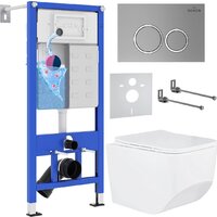 Унитаз подвесной Roxen Boro One Rimless 6 в 1 StounFix Dual Fresh 532055 (кнопка: матовая) - Изображение №1 — Chaika Market