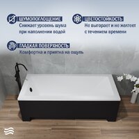 Ванна Lauter Estelle 140 21206040 (с ножками, черным подголов.,черным лиц. и торц.экраном) - Изображение №4 — Chaika Market