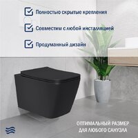 Унитаз подвесной Lauter Magdeburg с жестким сиденьем Soft Close 21103EC (черный матовый, скрытое крепление) - Изображение №2 — Chaika Market
