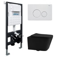 Унитаз подвесной Abber Rechteck AC1201MB-AC0105-AC0121MW (с кнопкой смыва) — Chaika Market