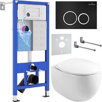 Унитаз подвесной Roxen Egg в комплекте с инсталляцией StounFix Dual Fresh 6 в 1 964010 (кнопка: черный матовый) — Chaika Market