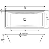 Ванна Riho Still Square 180x80 BR01005 (без ножек) - Изображение №2 — Chaika Market