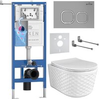 Унитаз подвесной Roxen Vine Tornado в комплекте с инсталляцией StounFix Dual Fresh 6 в 1 979017 (кнопка: хром матовый) — Chaika Market