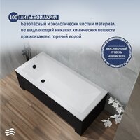 Ванна Lauter Estelle 140 21206040 (с ножками, черным подголовником и черным лиц.экраном) - Изображение №5 — Chaika Market