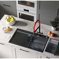 Кухонная мойка Roxen Vespa 560230-70RB PVD графит (с коландером и дозатором) - Изображение №2 — Chaika Market