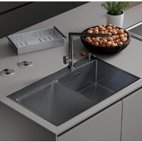 Кухонная мойка Roxen Vespa 560230-70RB PVD графит (с коландером и дозатором) — Chaika Market