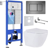 Унитаз подвесной Roxen Antares One Rimless 6 в 1 StounFix Dual Fresh 613423 (оружейная сталь/металл) — Chaika Market