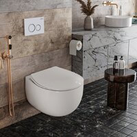 Унитаз подвесной Roxen Egg в комплекте с инсталляцией StounFix Dual Fresh 6 в 1 964008 (кнопка: белый глянец) - Изображение №6 — Chaika Market