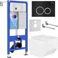 Унитаз подвесной Roxen Boro One Rimless 6 в 1 StounFix Dual Fresh 507542 (кнопка: черный матовый) — Chaika Market