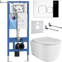 Унитаз подвесной Roxen Vine Tornado в комплекте с инсталляцией StounFix Dual Fresh 6 в 1 979016 (кнопка: хром глянцевый) — Chaika Market