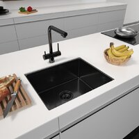 Кухонная мойка ARFEKA ECO AR 550*450 BLACK PVD NANO DECOR VOLCANIC ROCK - Изображение №1 — Chaika Market