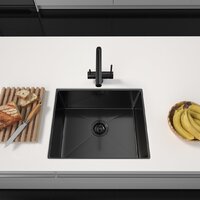 Кухонная мойка ARFEKA ECO AR 550*450 BLACK PVD NANO DECOR VOLCANIC ROCK - Изображение №2 — Chaika Market