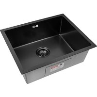 Кухонная мойка ARFEKA ECO AR 550*450 BLACK PVD NANO DECOR VOLCANIC ROCK - Изображение №4 — Chaika Market