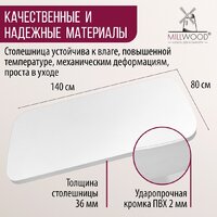 Столешница Millwood Закругленная 140x80x3.6 (белый) - Изображение №5 — Chaika Market