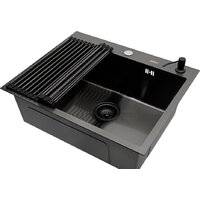 Кухонная мойка ARFEKA ECO AR мойка 600*500, роллер-мат, дозатор Black — Chaika Market