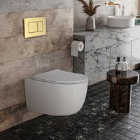 Унитаз подвесной Roxen Vortex в комплекте с инсталляцией StounFix Dual Fresh 6 в 1 968483 (кнопка: брашированное золото) - Изображение №2 — Chaika Market