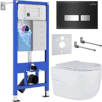 Унитаз подвесной Roxen Porto One Rimless 6 в 1 StounFix Dual Fresh 646666 (чёрное стекло) - Изображение №1 — Chaika Market