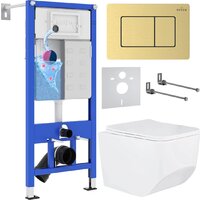 Унитаз подвесной Roxen Boro в комплекте с инсталляцией StounFix Dual Fresh 6 в 1 968466 (кнопка: брашированное золото) — Chaika Market