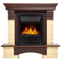 Портал Firelight Forte Classic U (угловой, камень бежевый/шпон темный дуб) — Chaika Market
