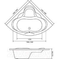 Ванна Lauter Riviera 150x150 21050150 (с ножками) - Изображение №13 — Chaika Market