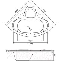 Ванна Lauter Riviera 150x150 21050150 (с ножками) - Изображение №14 — Chaika Market