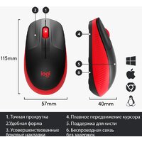 Мышь Logitech M190 (черный/красный) - Изображение №5 — Chaika Market