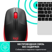 Мышь Logitech M190 (черный/красный) - Изображение №3 — Chaika Market