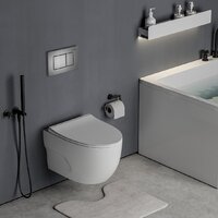 Унитаз подвесной Roxen Porto One Rimless 6 в 1 StounFix Dual Fresh 618703 (оружейная сталь/металл) - Изображение №12 — Chaika Market