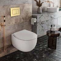 Унитаз подвесной Roxen Egg в комплекте с инсталляцией StounFix Dual Fresh 6 в 1 968475 (кнопка: брашированное золото) - Изображение №2 — Chaika Market