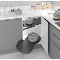 Корзина выкатная Starax Волшебный уголок поворотный S-3016-А (правое выдвижение, антрацит) - Изображение №2 — Chaika Market