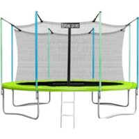 Батут Atlas Sport 374 см - 12ft (с лестницей, внутренняя сетка, зеленый) — Chaika Market